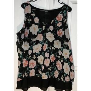 Torrid Black Sleeveless Floral Chiffon  Top Women's Size 0